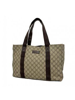 Gucci Tote GG Supreme Brown Silver